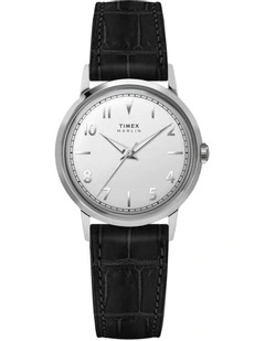 Marlin Quartz Leather Strap Watch 34mm in Black