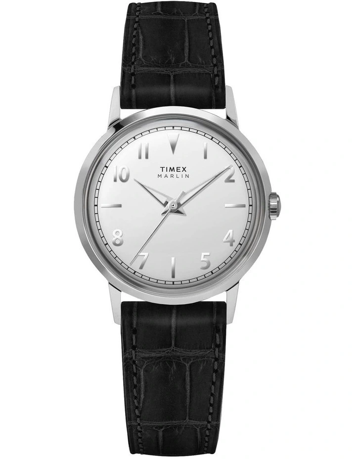 Marlin Quartz Leather Strap Watch 34mm in Black image 1