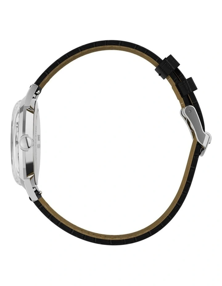Marlin Quartz Leather Strap Watch 34mm in Black image 2