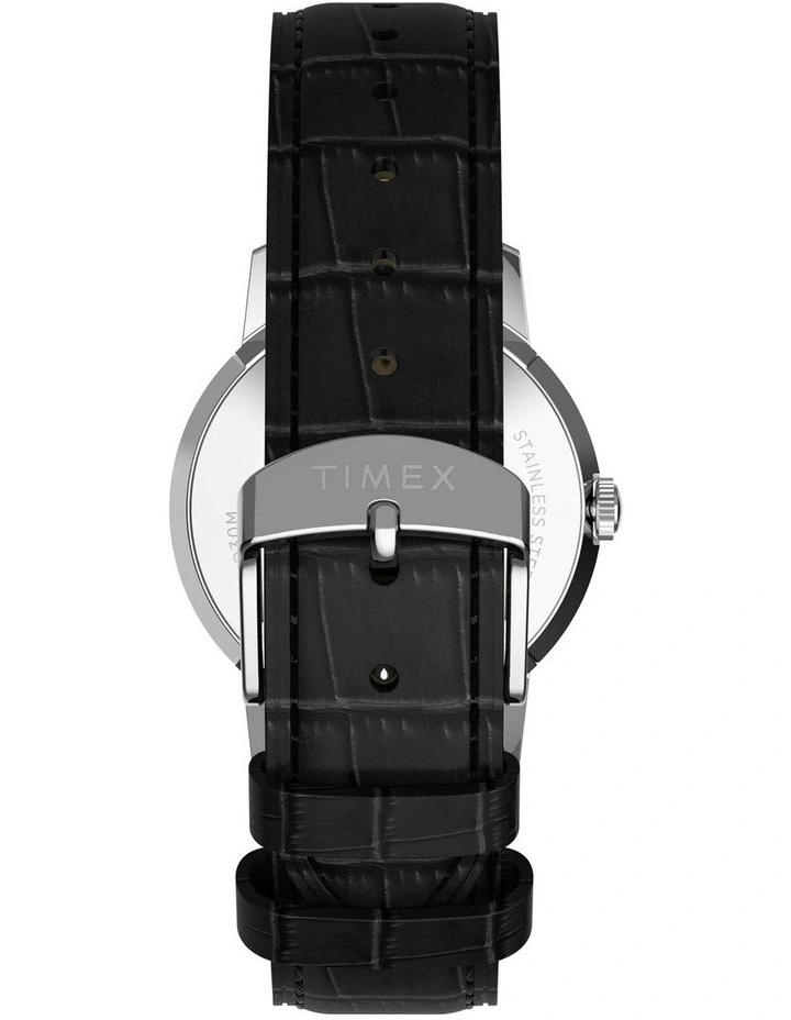 Marlin Quartz Leather Strap Watch 34mm in Black image 3