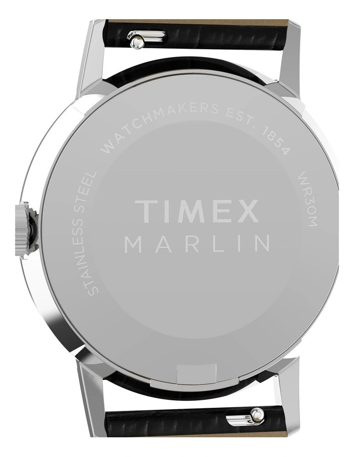 Marlin Quartz Leather Strap Watch 34mm in Black image 4