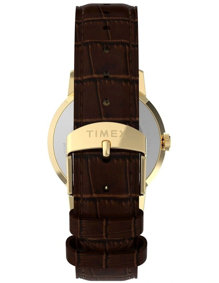 Marlin Quartz Leather Strap Watch 34mm in Brown image 3