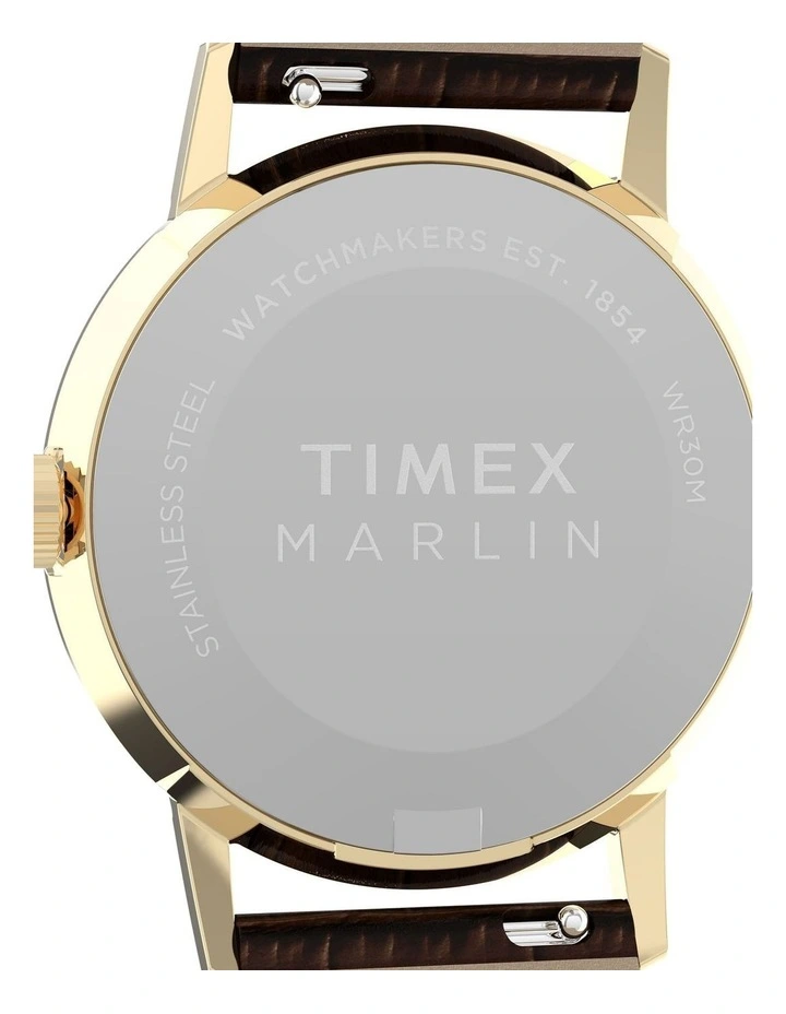 Marlin Quartz Leather Strap Watch 34mm in Brown image 4