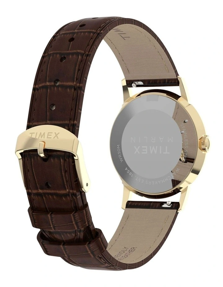 Marlin Quartz Leather Strap Watch 34mm in Brown image 5