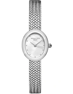 Mini Oval Woven Mesh Watch in Silver