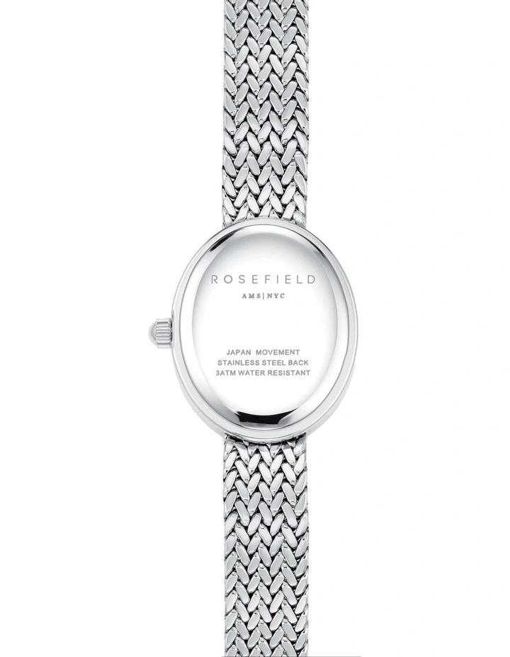 Mini Oval Woven Mesh Watch in Silver image 4