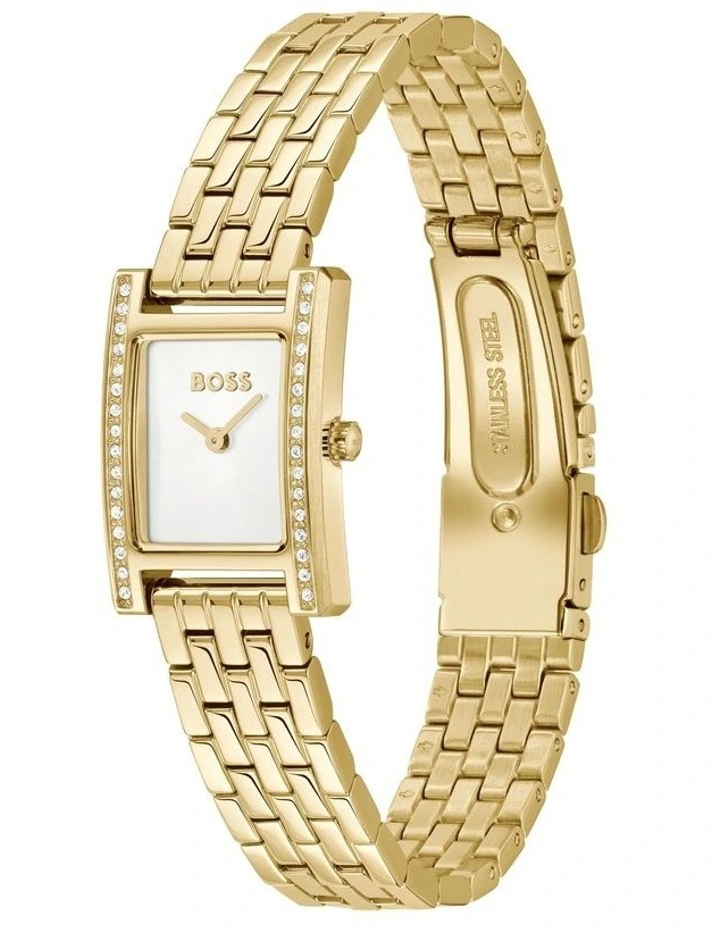 Lucy Precious Ionic Plated Thin Gold Steel Dial 1502815 Watch in White image 2