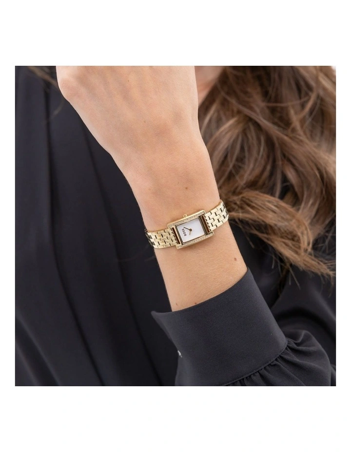 Lucy Precious Ionic Plated Thin Gold Steel Dial 1502815 Watch in White image 4