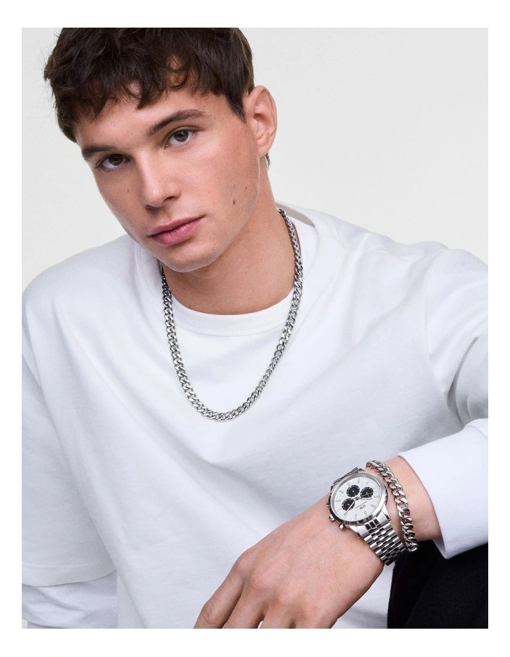 Iconic Chrono Panda Link Watch 42mm in Silver image 2