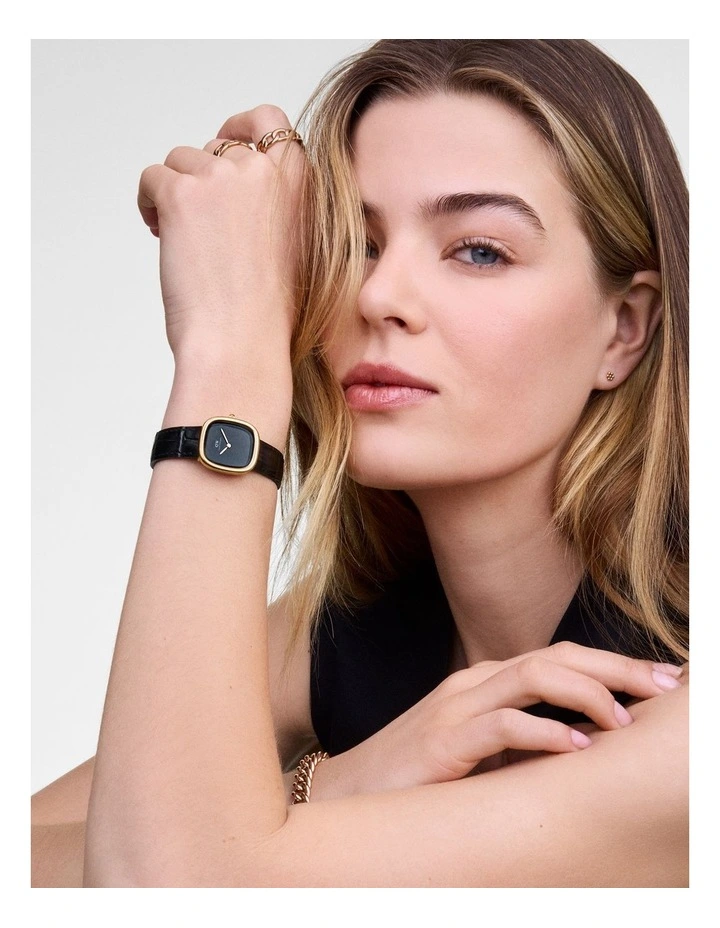 Margot Croc Onyx Watch 24X26mm in Gold image 2