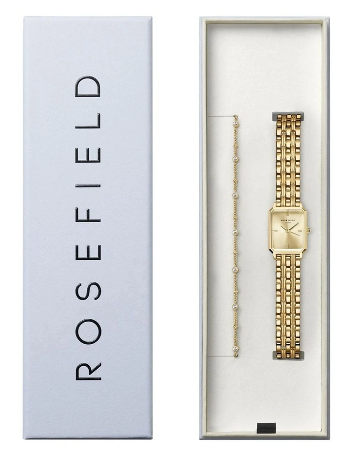 Octagon XS Champagne Watch and Bracelet Giftset in Gold image 1