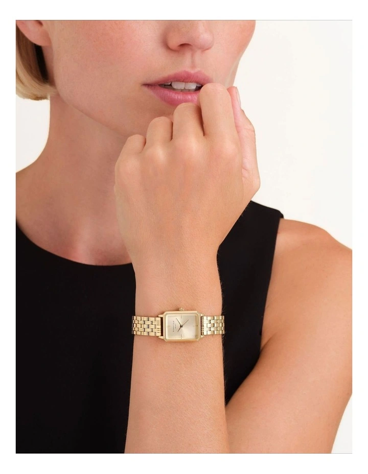 Octagon XS Champagne Watch and Bracelet Giftset in Gold image 2