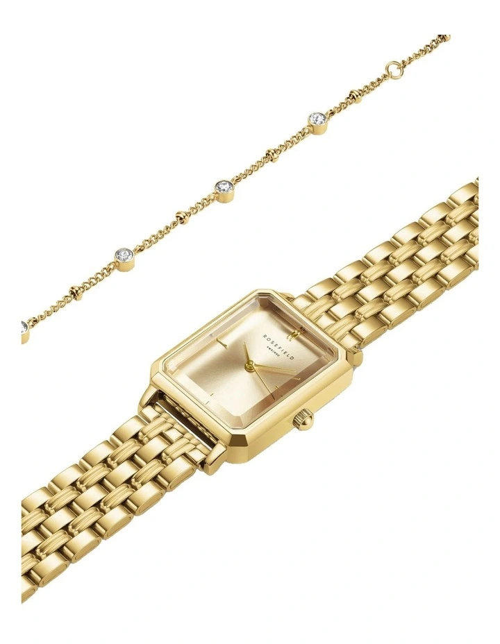 Octagon XS Champagne Watch and Bracelet Giftset in Gold image 3