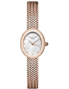 Mini Oval Watch 18mm MWRMR-M07 in White/Rose Gold-Tone