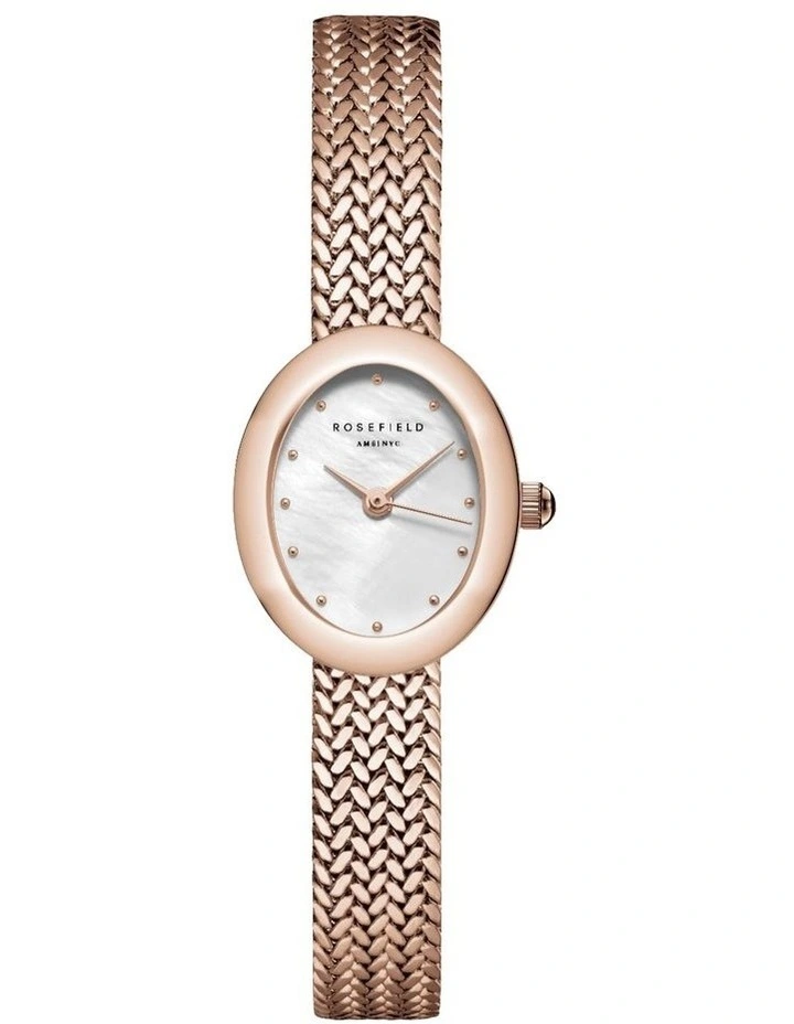 Mini Oval Watch 18mm MWRMR-M07 in White/Rose Gold-Tone image 1