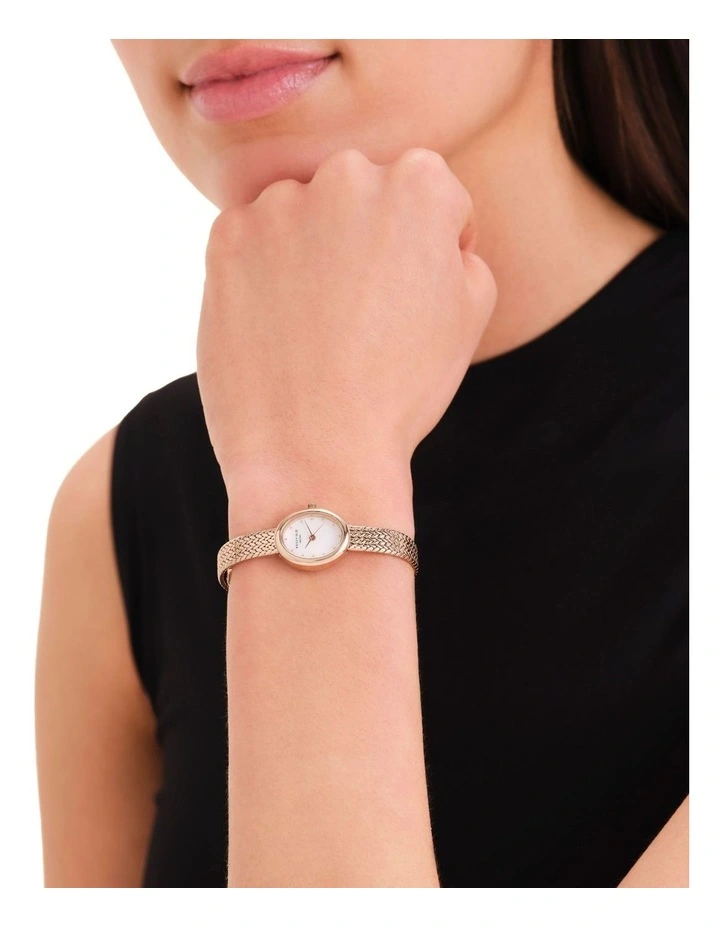 Mini Oval Watch 18mm MWRMR-M07 in White/Rose Gold-Tone image 2