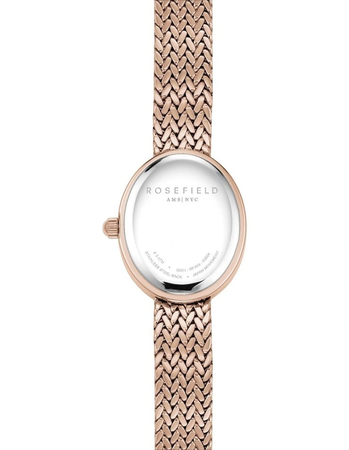 Mini Oval Watch 18mm MWRMR-M07 in White/Rose Gold-Tone image 4