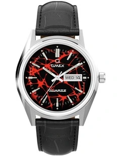 Vega 1978 Reissue Leather Strap Watch 38mm in Black