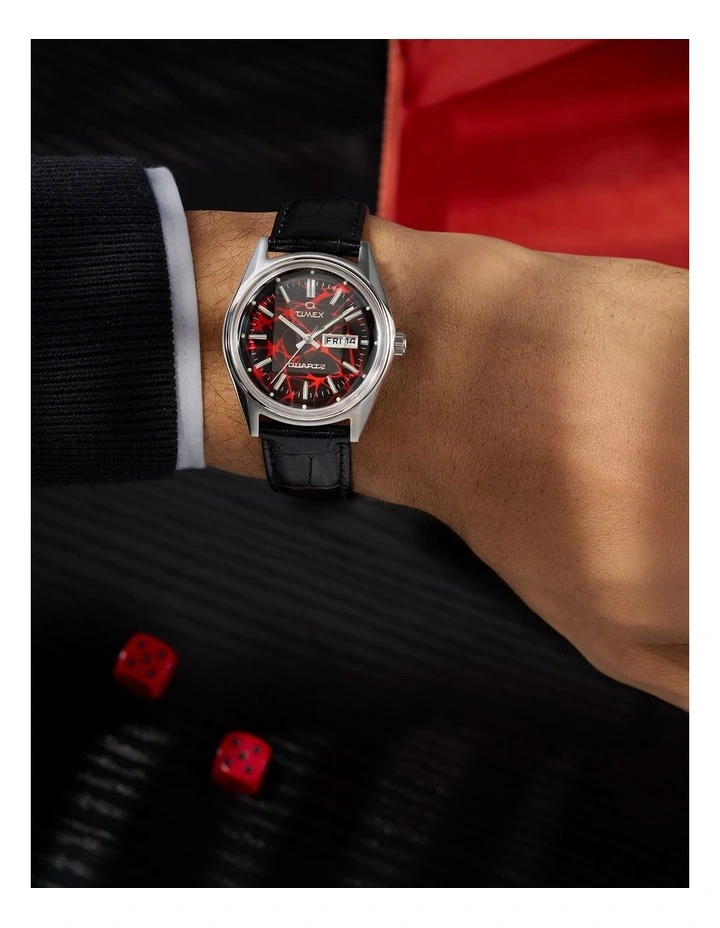 Vega 1978 Reissue Leather Strap Watch 38mm in Black image 2