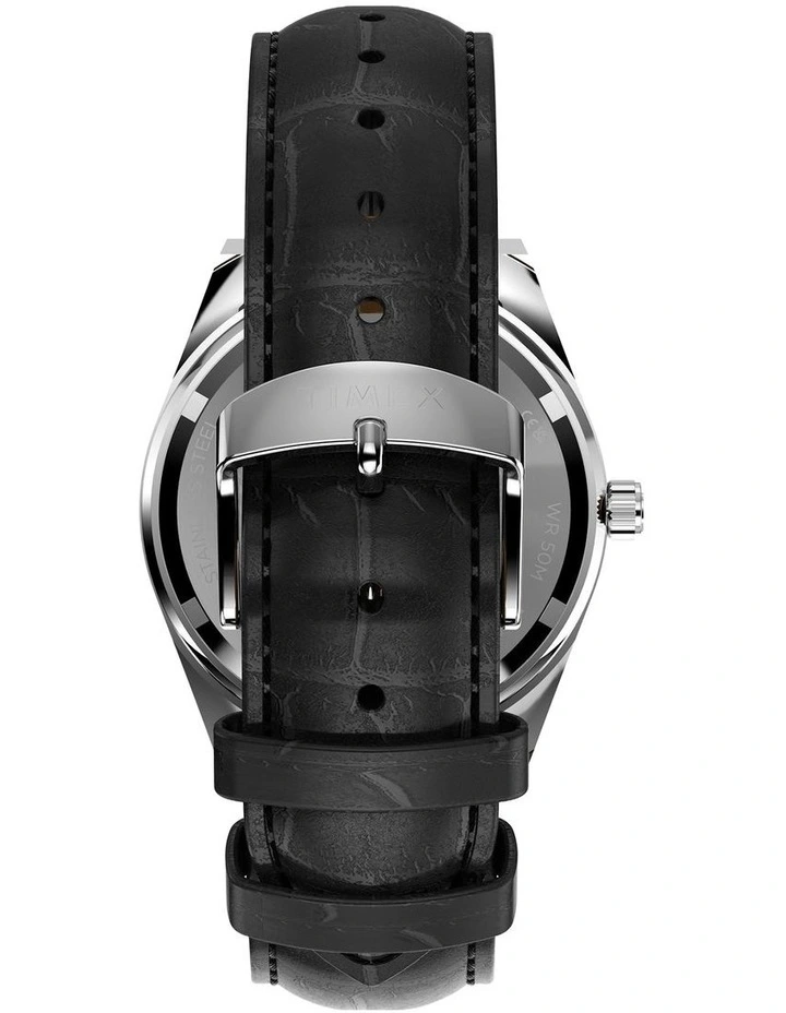 Vega 1978 Reissue Leather Strap Watch 38mm in Black image 3