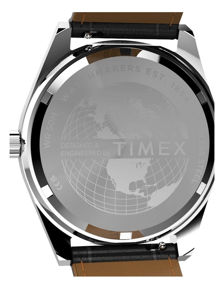 Vega 1978 Reissue Leather Strap Watch 38mm in Black image 4