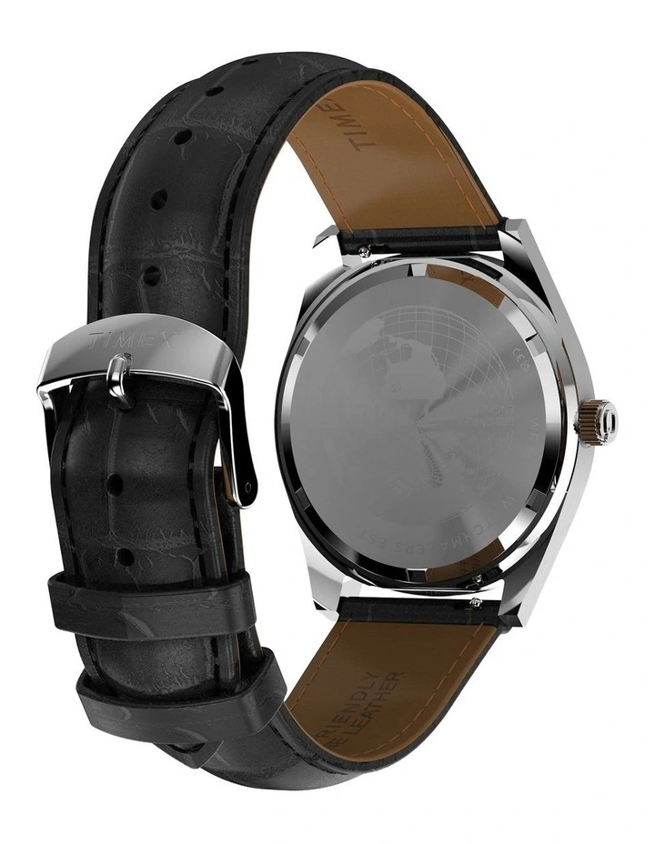 Vega 1978 Reissue Leather Strap Watch 38mm in Black image 5