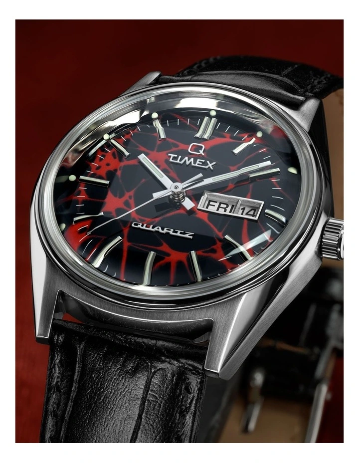 Vega 1978 Reissue Leather Strap Watch 38mm in Black image 7