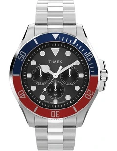 Harborside Coast Multifunction Stainless Steel Bracelet Watch 43mm in Silver