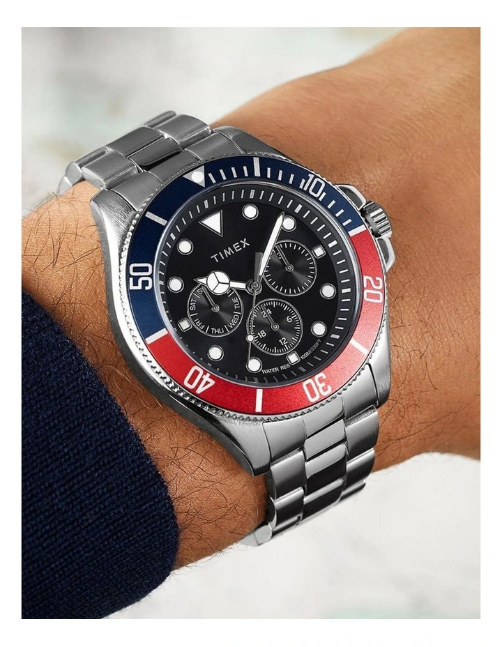 Harborside Coast Multifunction Stainless Steel Bracelet Watch 43mm in Silver image 2