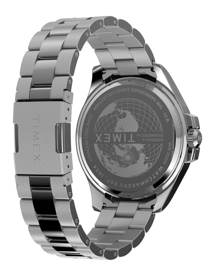 Harborside Coast Multifunction Stainless Steel Bracelet Watch 43mm in Silver image 5