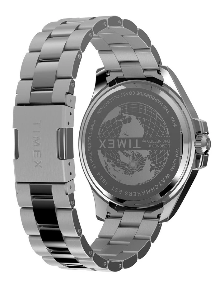 Harborside Coast Multifunction Stainless Steel Bracelet Watch 43mm in Silver image 5