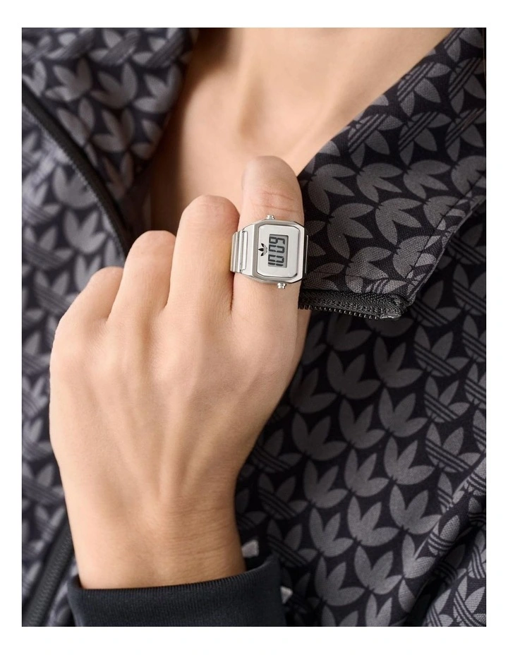 Digital Two Ring Watch AOST26037 in Silver image 3