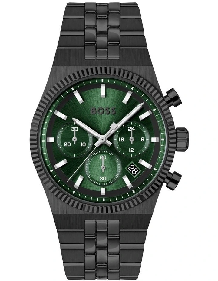 Candor Prime Ionic Plated Black Steel Dial Watch in Green image 1