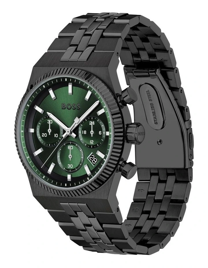 Candor Prime Ionic Plated Black Steel Dial Watch in Green image 2