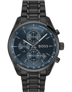 Grand Prix 44 Ionic Plated Black Steel Dial Watch in Blue