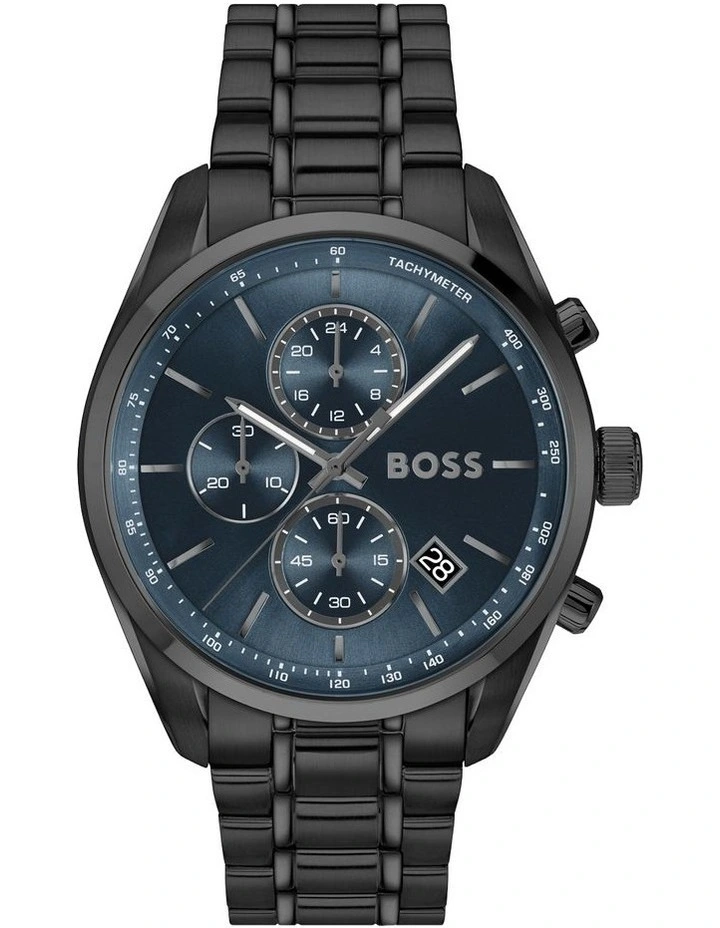 Grand Prix 44 Ionic Plated Black Steel Dial Watch in Blue image 1