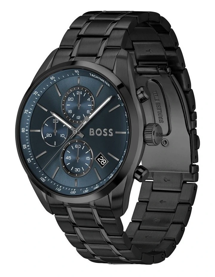 Grand Prix 44 Ionic Plated Black Steel Dial Watch in Blue image 2