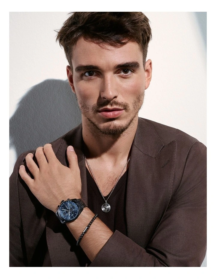 Grand Prix 44 Ionic Plated Black Steel Dial Watch in Blue image 4