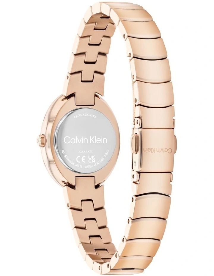 Twisted Bezel Ionic Plated Rose Gold Steel Dial Watch in Dark Green image 3