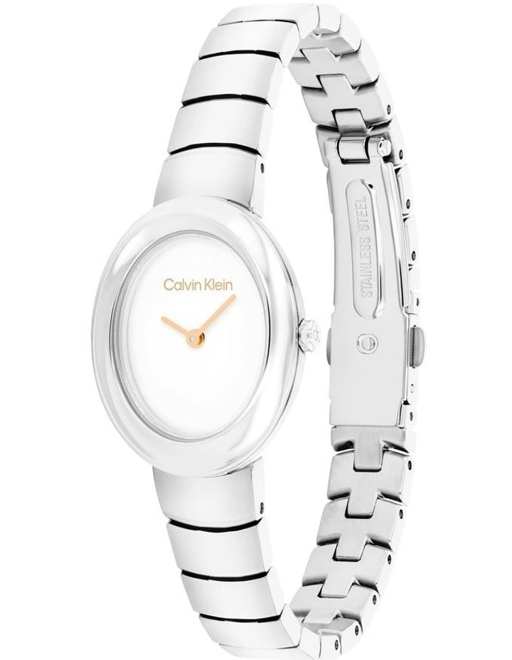 Twisted Bezel Stainless Steel Dial Watch in White image 2