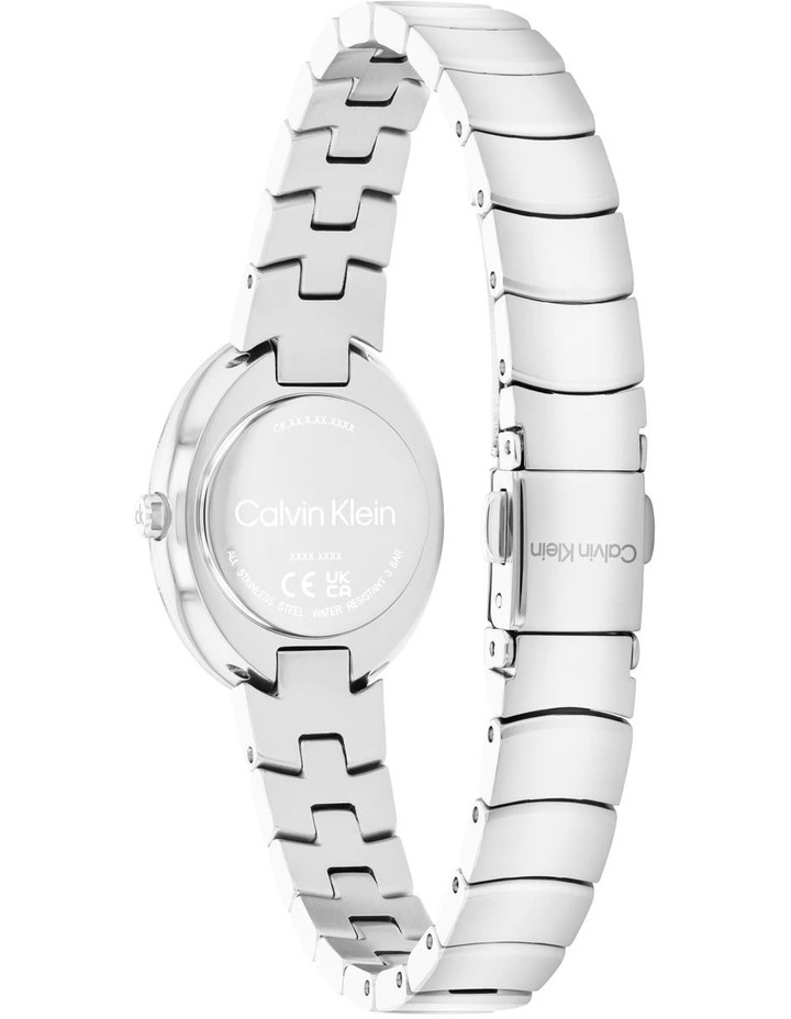 Twisted Bezel Stainless Steel Dial Watch in White image 3