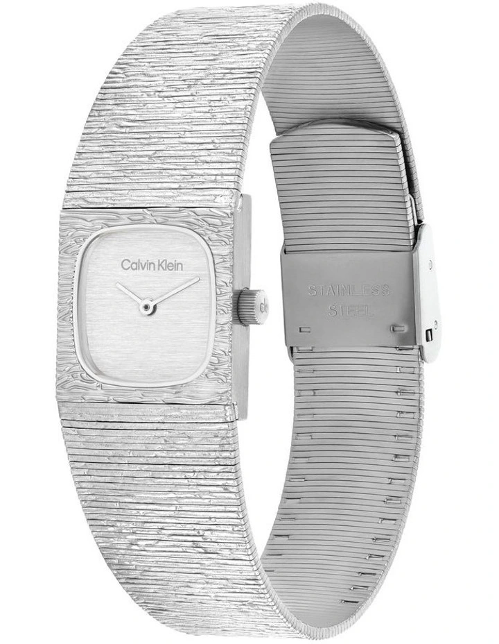 Sophisticated Square Stainless Steel Dial Watch in Silver image 2