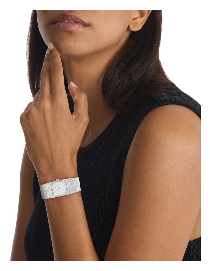 Sophisticated Square Stainless Steel Dial Watch in Silver image 4