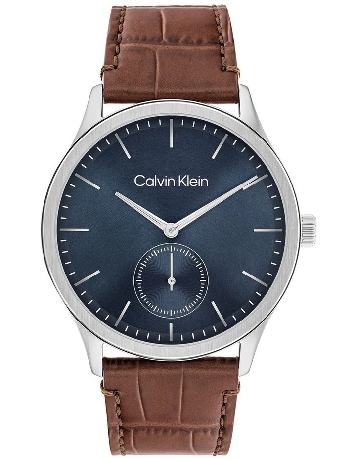 Tailored Leather Dial Watch in Blue image 1