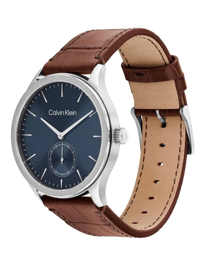 Tailored Leather Dial Watch in Blue image 2