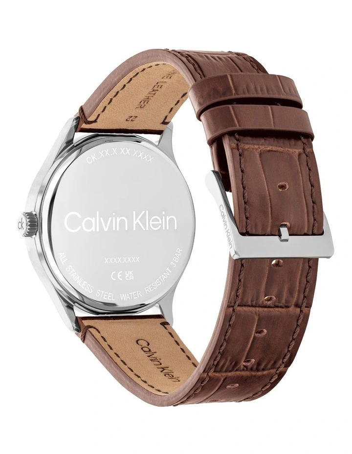 Tailored Leather Dial Watch in Blue image 3