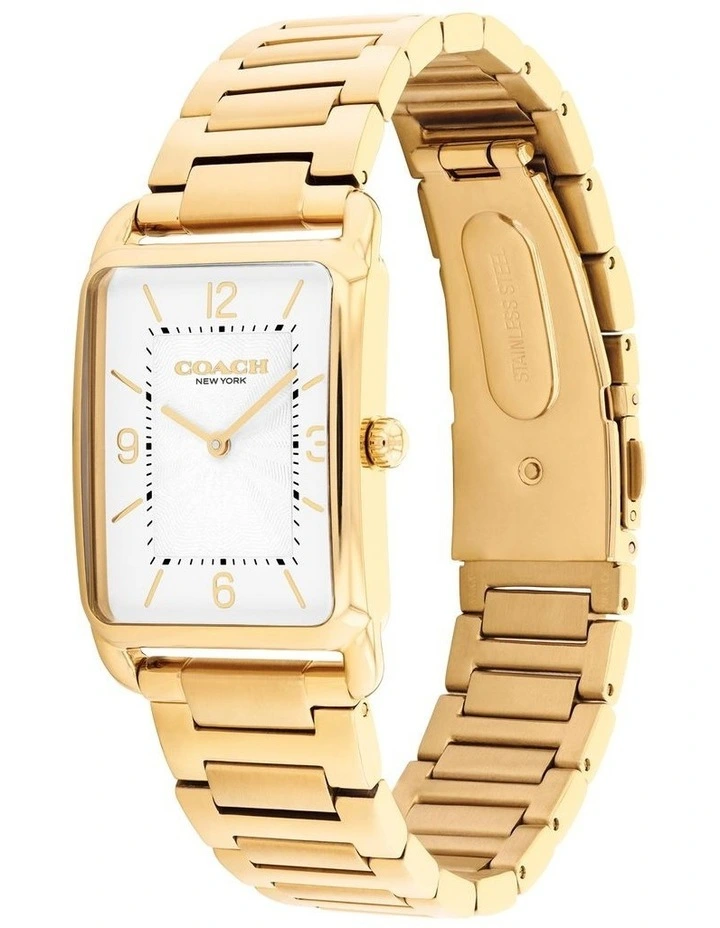 Elliot Ionic Plated Thin Steel Silver Dial Watch in White Gold image 2