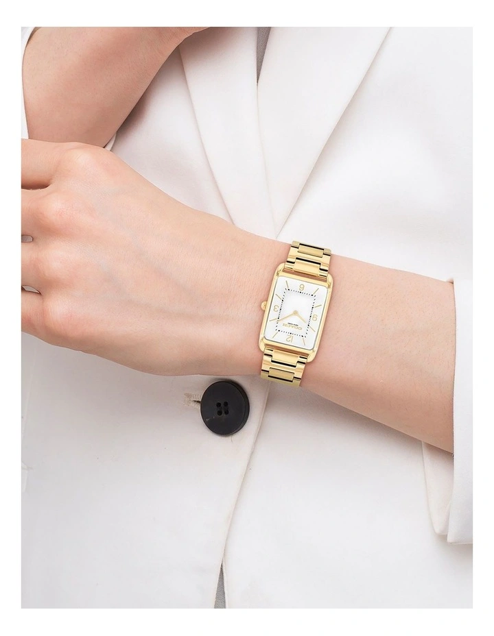 Elliot Ionic Plated Thin Steel Silver Dial Watch in White Gold image 4