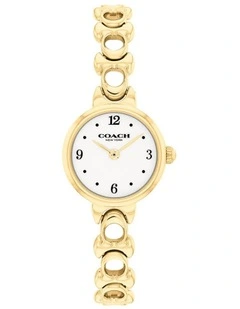 Iris Ionic Plated Thin Steel Chalk Dial Watch in Gold
