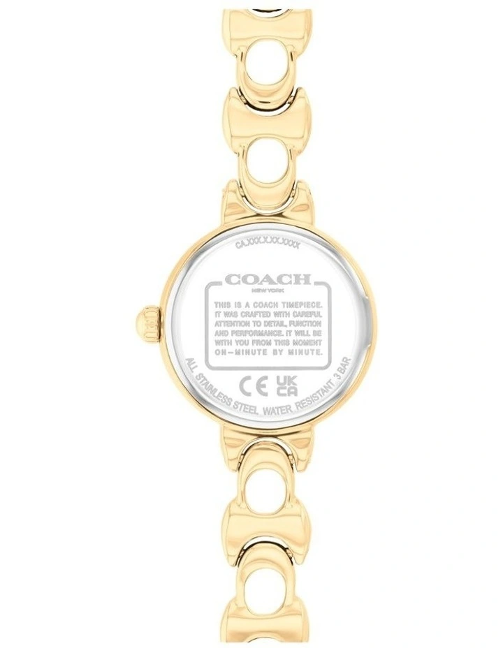 Iris Ionic Plated Thin Steel Chalk Dial Watch in Gold image 3